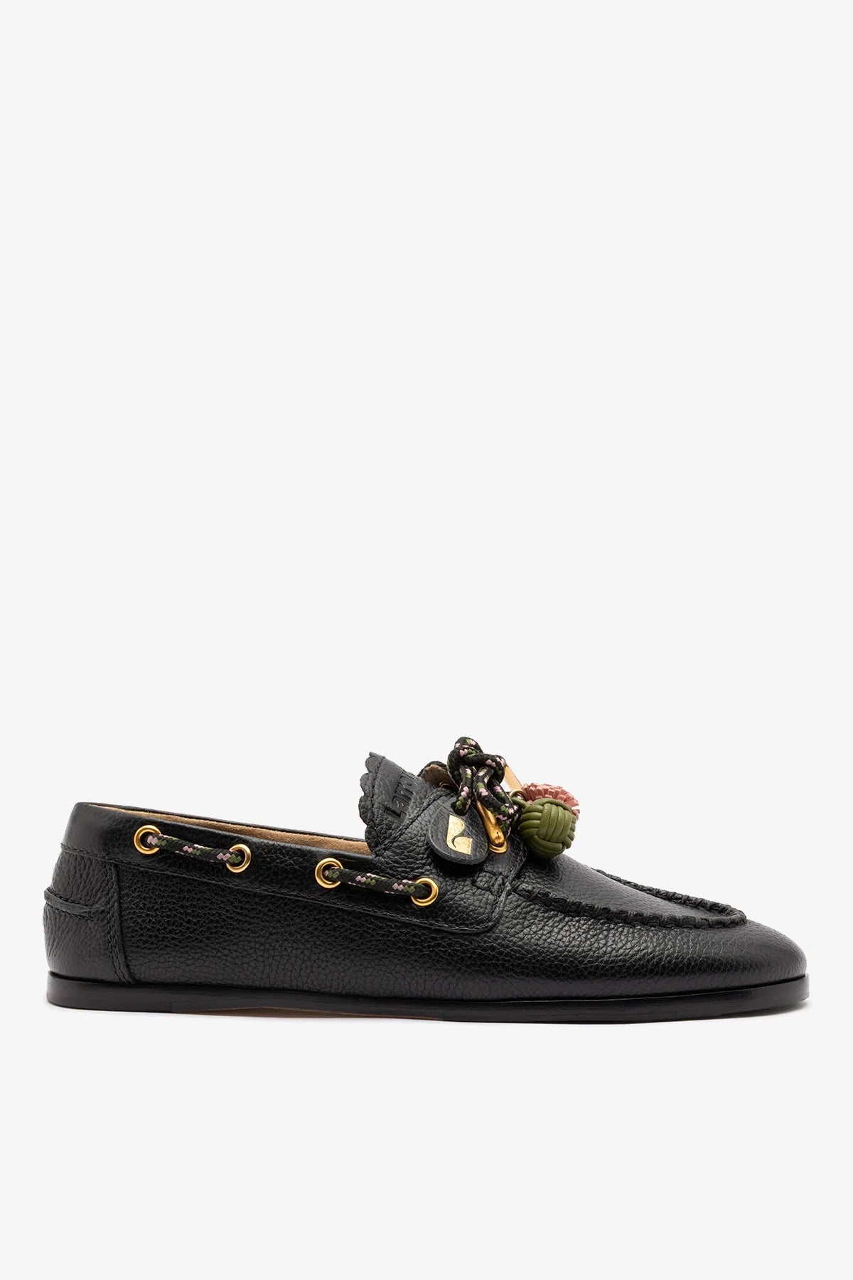 Cyprus Boat Shoe Black Leather - Larroude