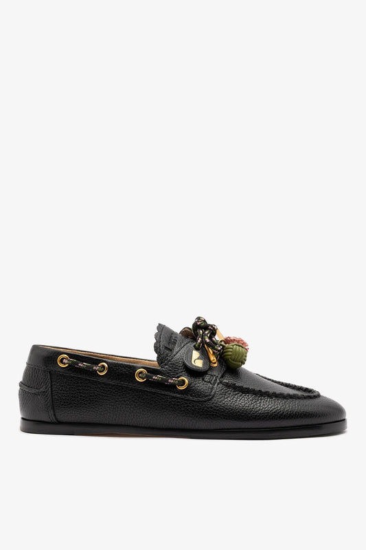 Cyprus Boat Shoe Black Leather - Larroude