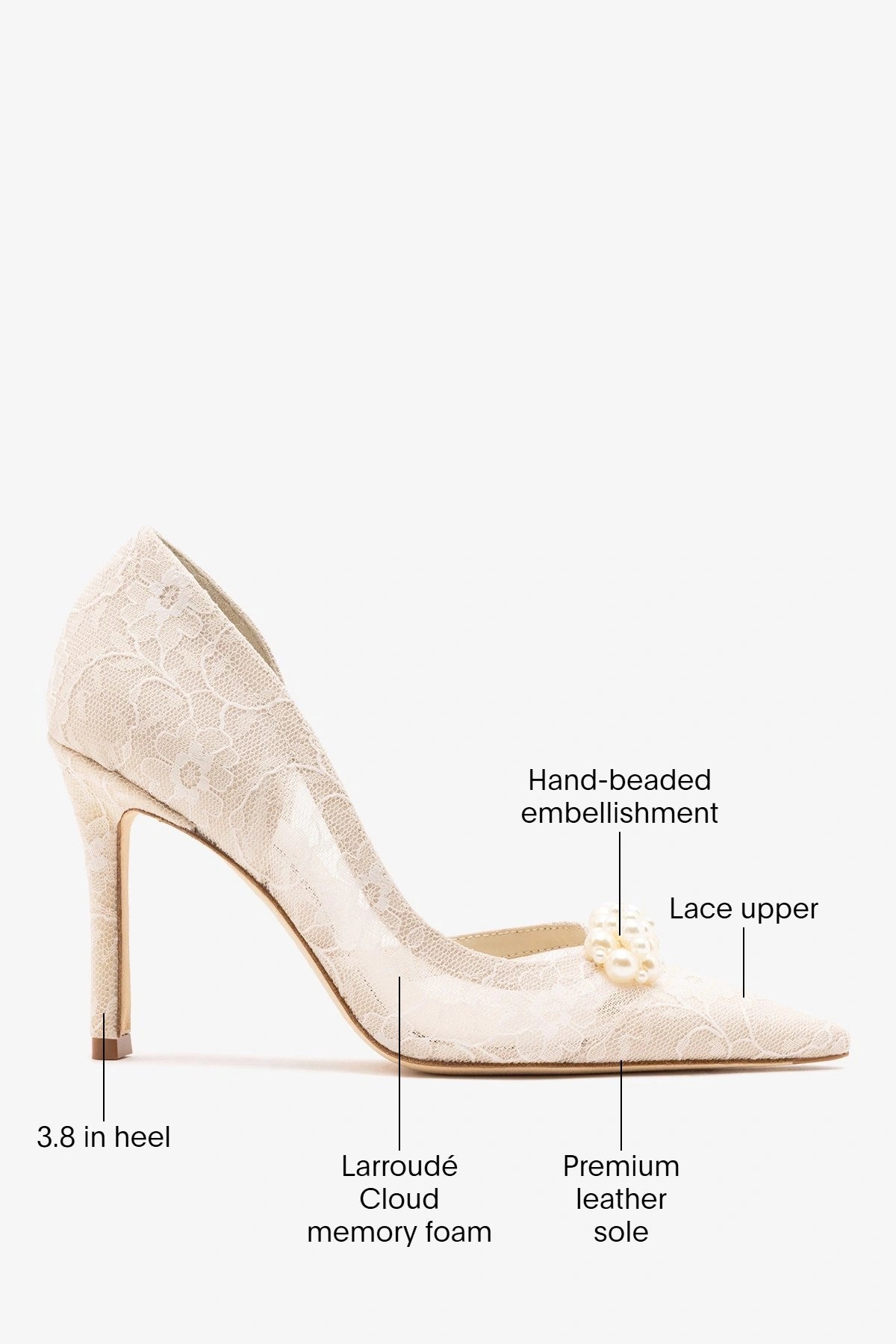 Larroudé x Markarian: D'Orsay Pump White Lace - Larroude