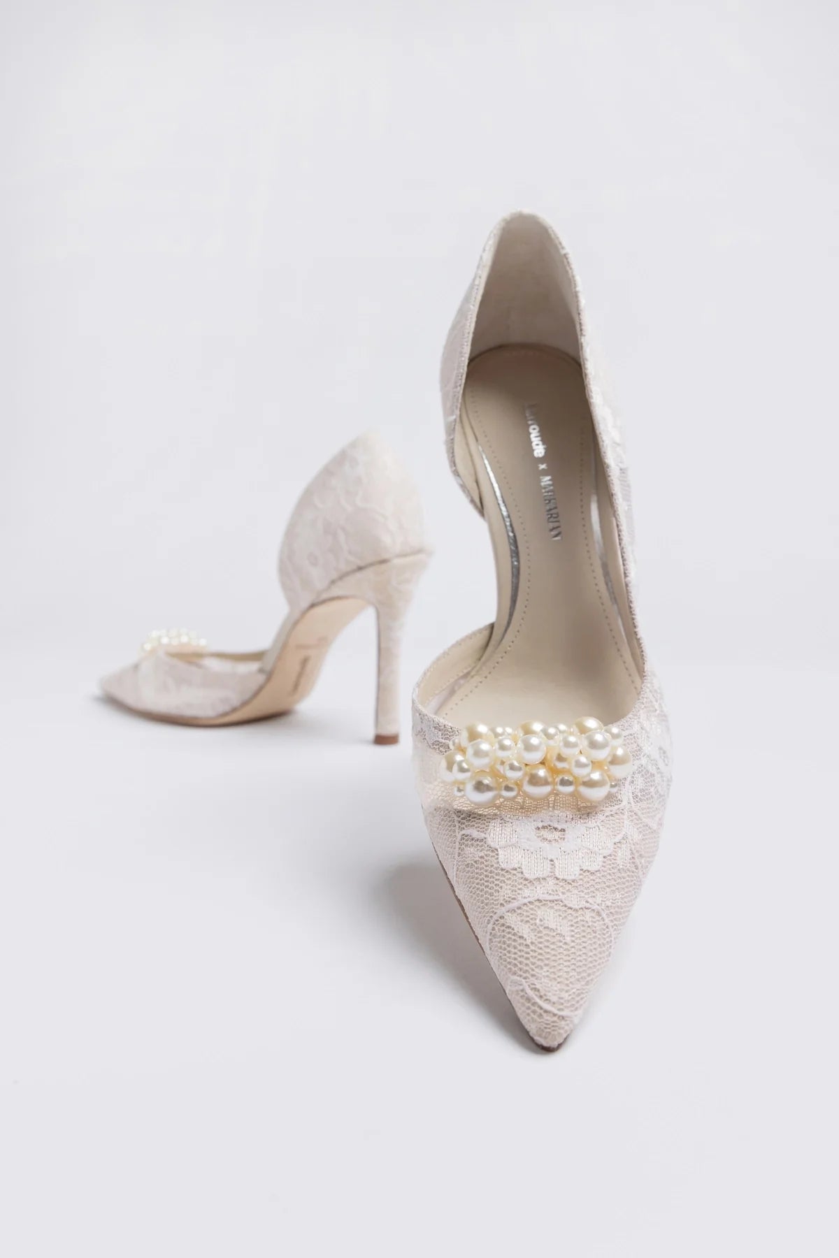 Larroudé x Markarian: D'Orsay Pump White Lace - Larroude