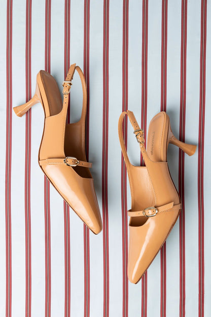 Ines Pump In Tan Leather - Larroude