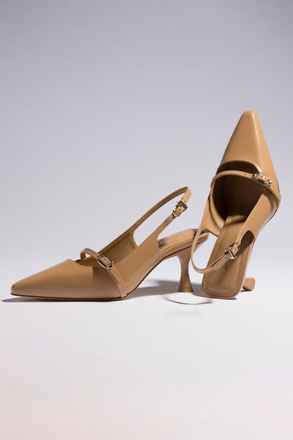 Ines Pump In Tan Leather - Larroude