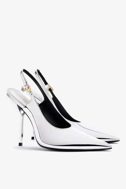 Larroudé x Altuzarra Pump In Silver Specchio - Larroude