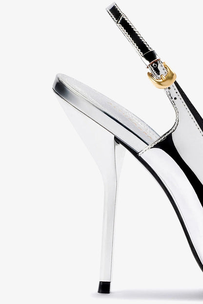Larroudé x Altuzarra Pump In Silver Specchio - Larroude