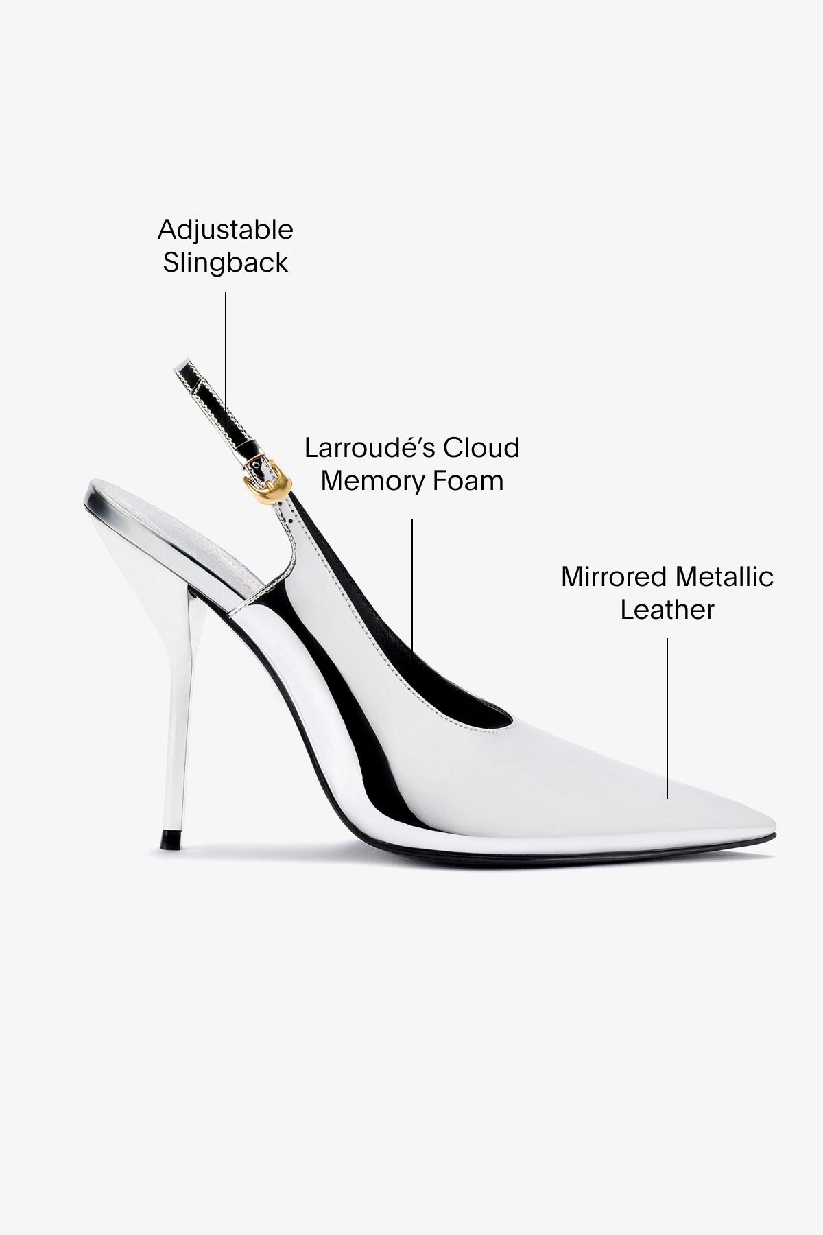 Larroudé x Altuzarra Pump In Silver Specchio - Larroude