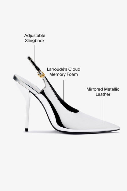 Larroudé x Altuzarra Pump In Silver Specchio - Larroude