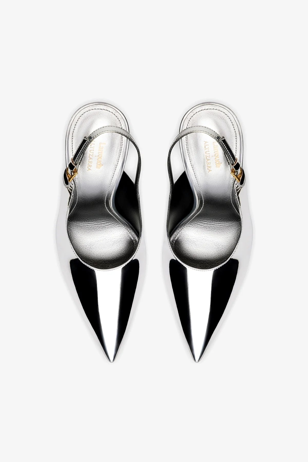 Larroudé x Altuzarra Pump In Silver Specchio - Larroude