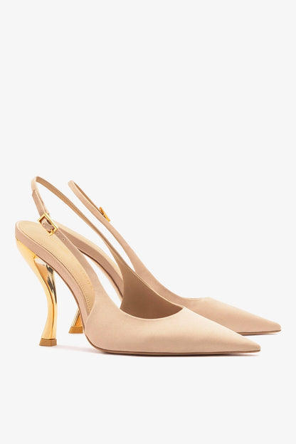 Larroudé x Nicolò B.: Grace Pump Sand Satin - Larroude