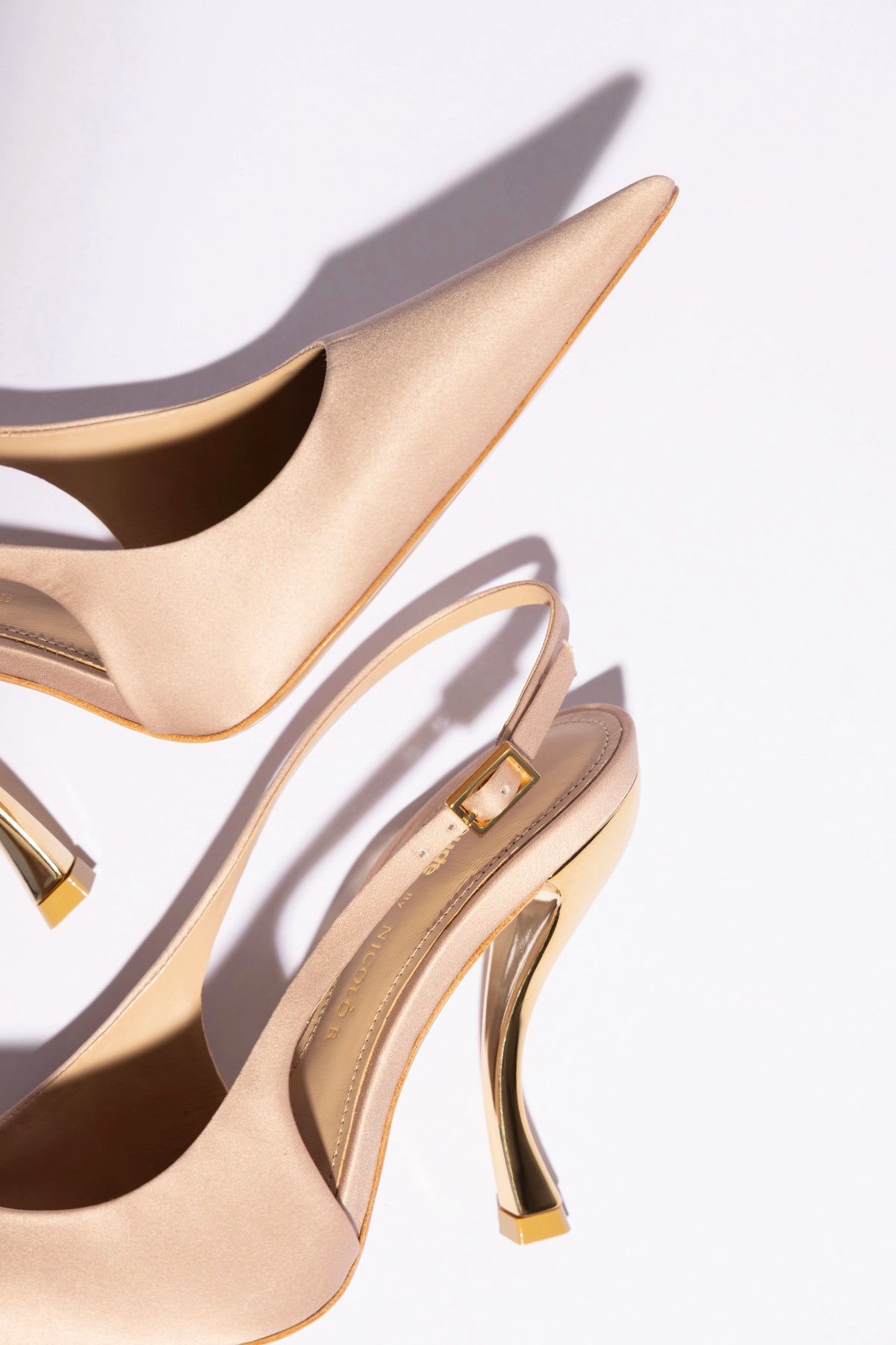 Larroudé x Nicolò B.: Grace Pump Sand Satin - Larroude