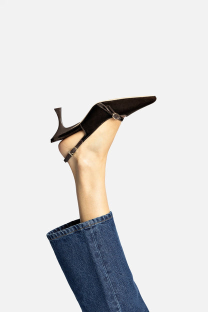 Ines Pump In Expresso Velvet - Larroude
