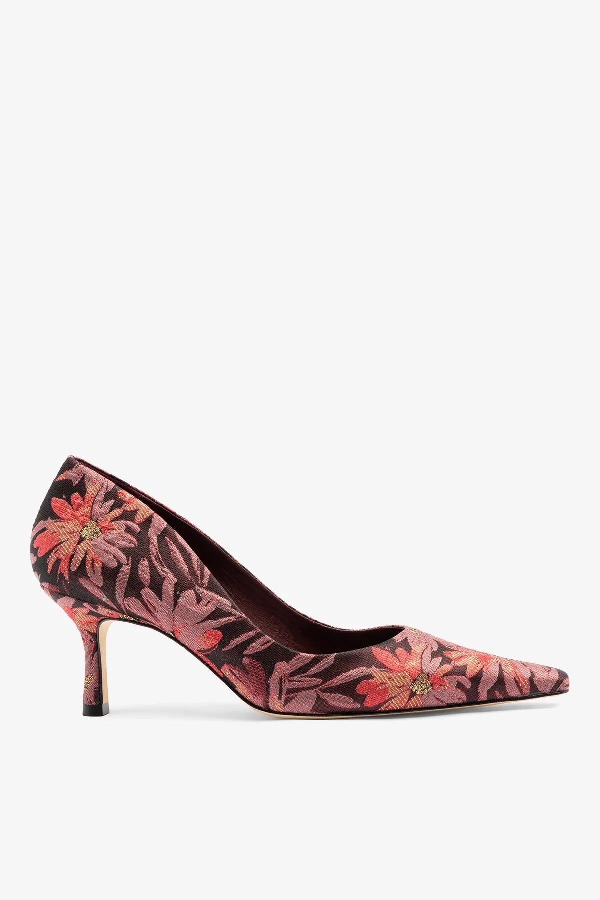 Larroudé by Markarian: Pump Burgundy Floral Brocade - Larroude