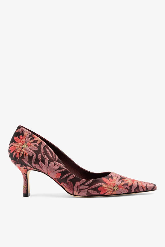 Larroudé by Markarian: Pump Burgundy Floral Brocade - Larroude