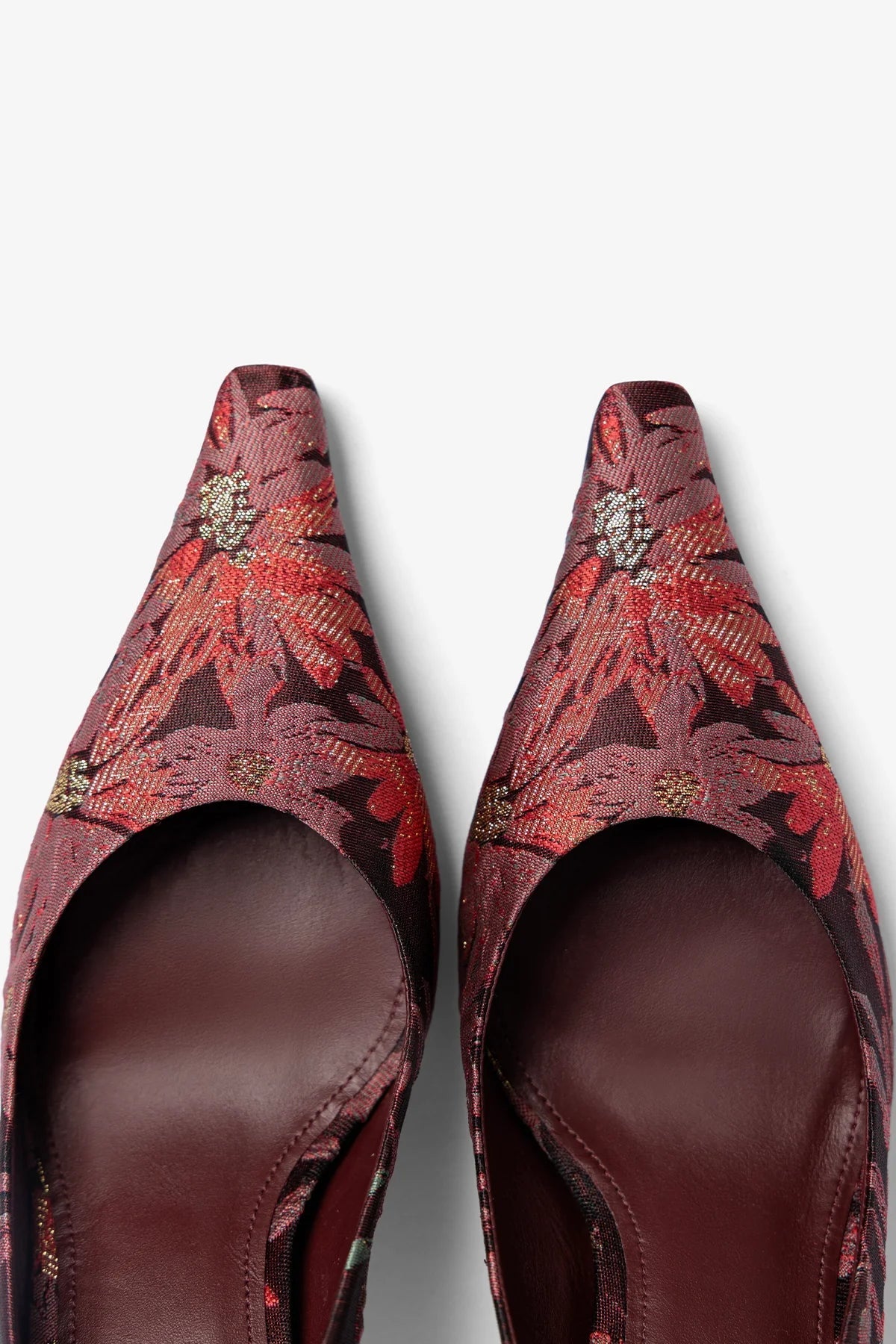 Larroudé by Markarian: Pump Burgundy Floral Brocade - Larroude