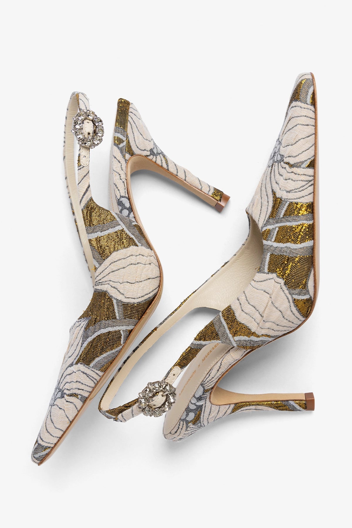 Larroudé by Markarian: Carine Pump Gold Floral Jacquard - Larroude
