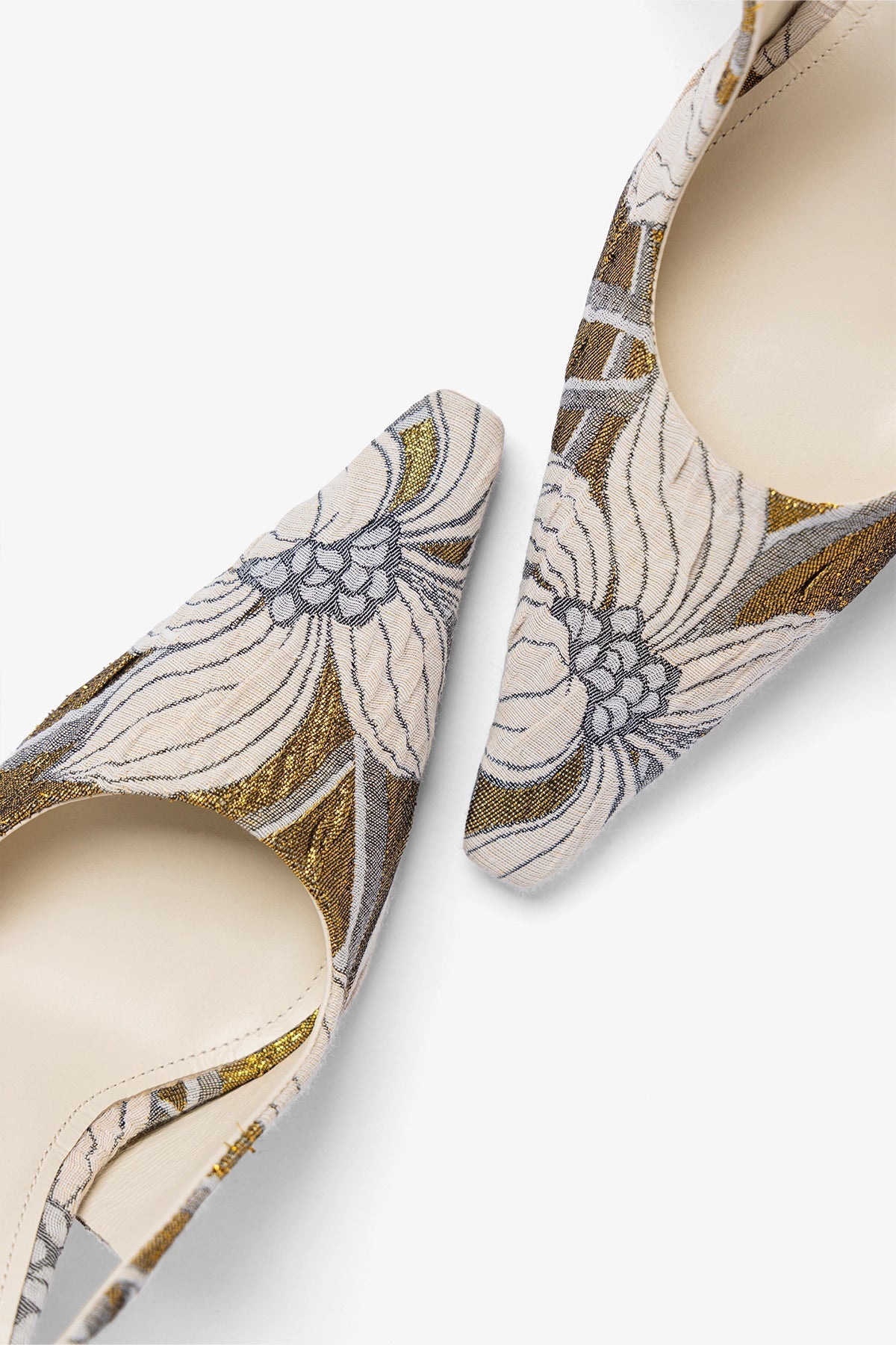 Larroudé by Markarian: Carine Pump Gold Floral Jacquard - Larroude