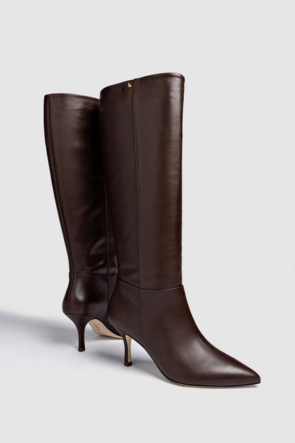 Kate Mid Boot In Brown Leather - Larroude