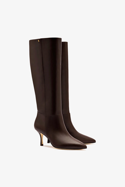 Kate Mid Boot In Brown Leather - Larroude