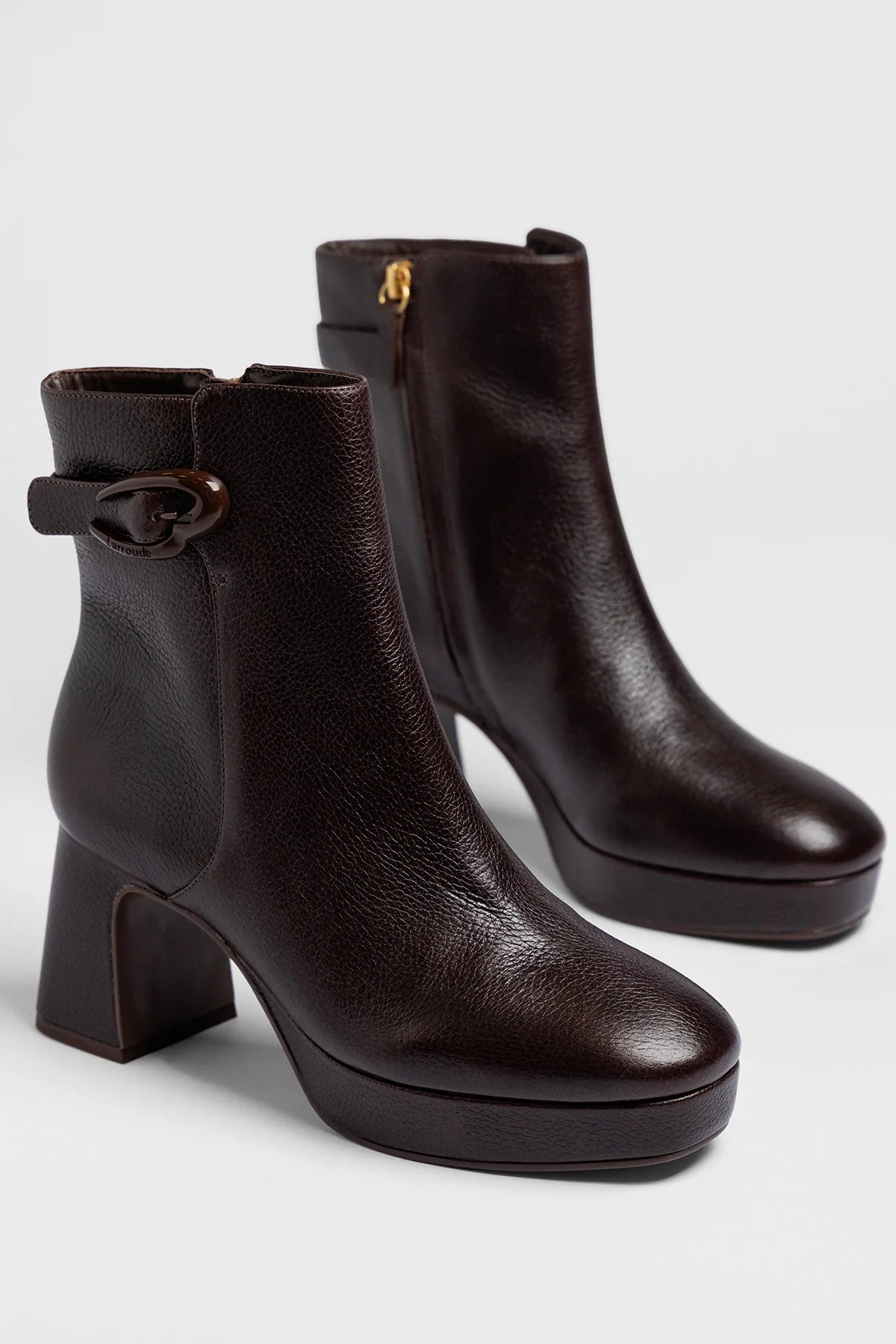 Dolly Verona Low Platform Boot Brown Leather - Larroude
