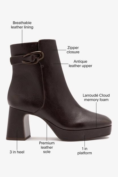 Dolly Verona Low Platform Boot Brown Leather - Larroude