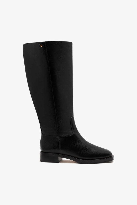 Anne Wide Boot Black Leather - Larroude