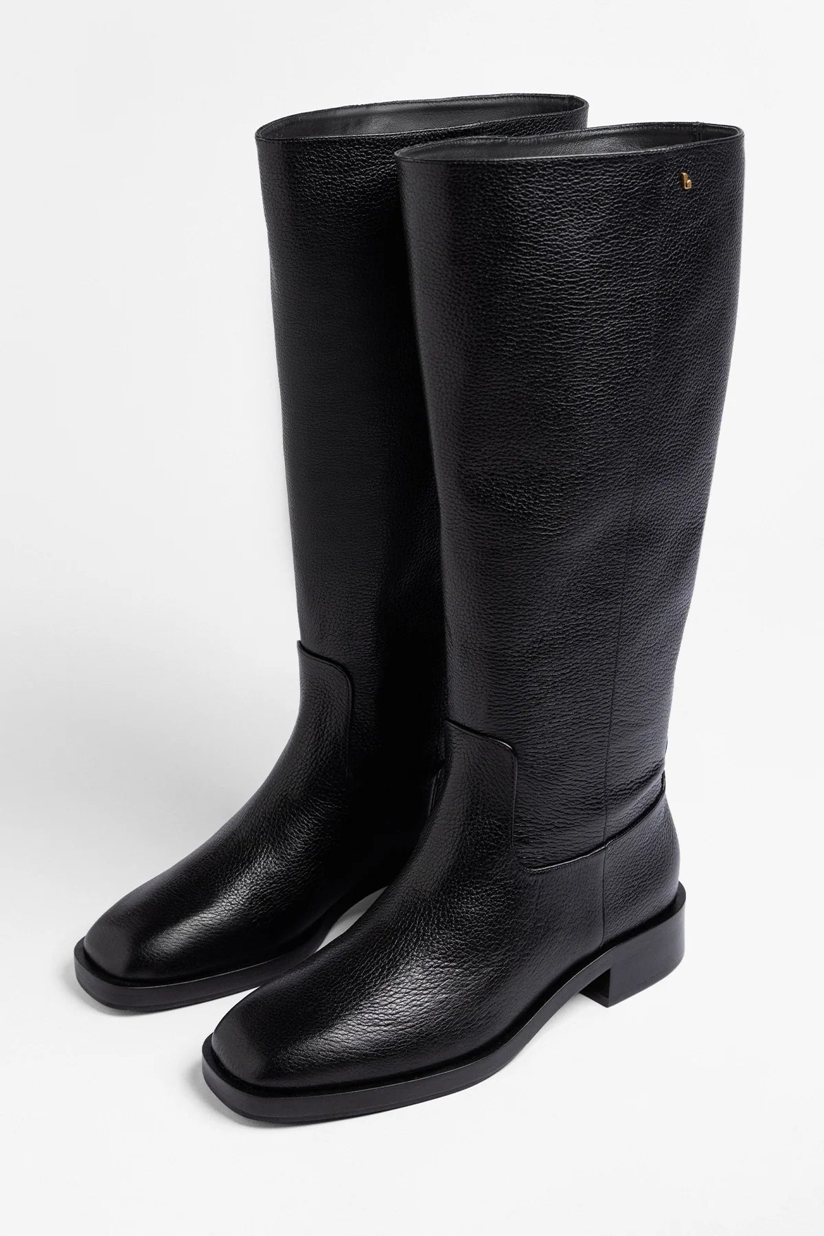 Anne Wide Boot Black Leather - Larroude