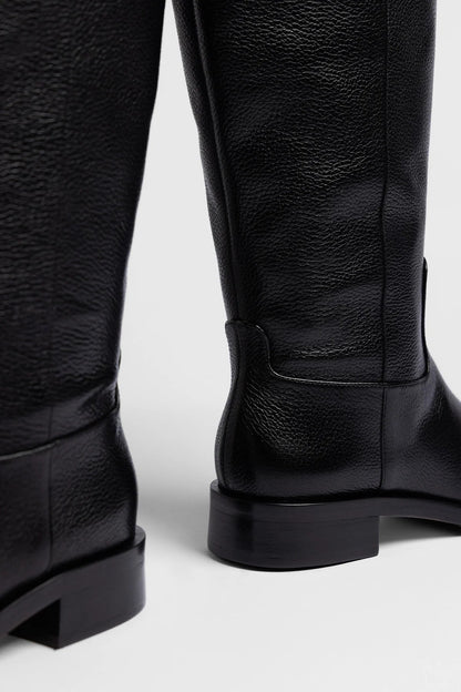 Anne Wide Boot Black Leather - Larroude
