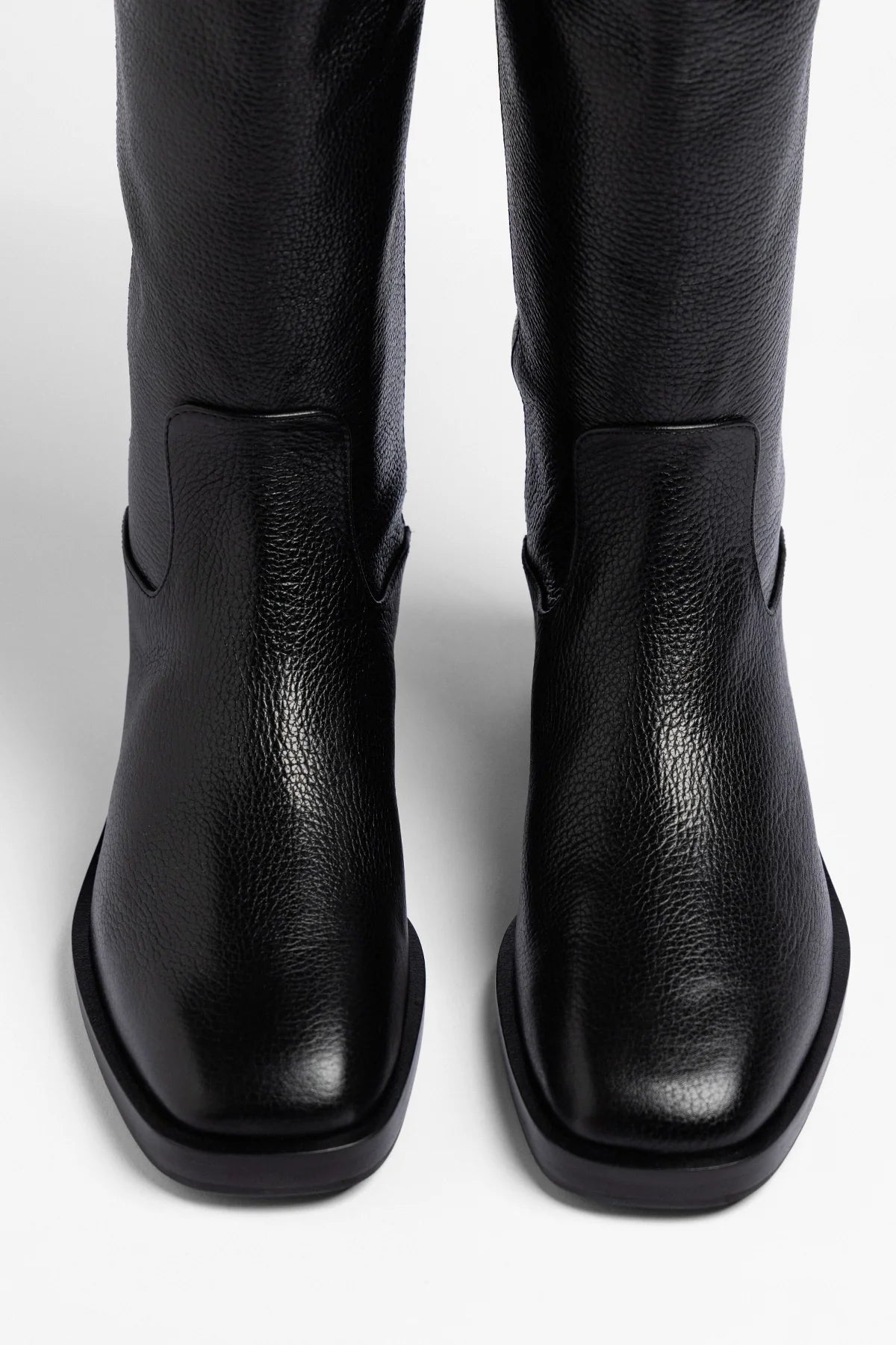 Anne Wide Boot Black Leather - Larroude