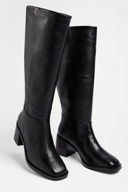 Ricky Wide Boot Black Leather - Larroude
