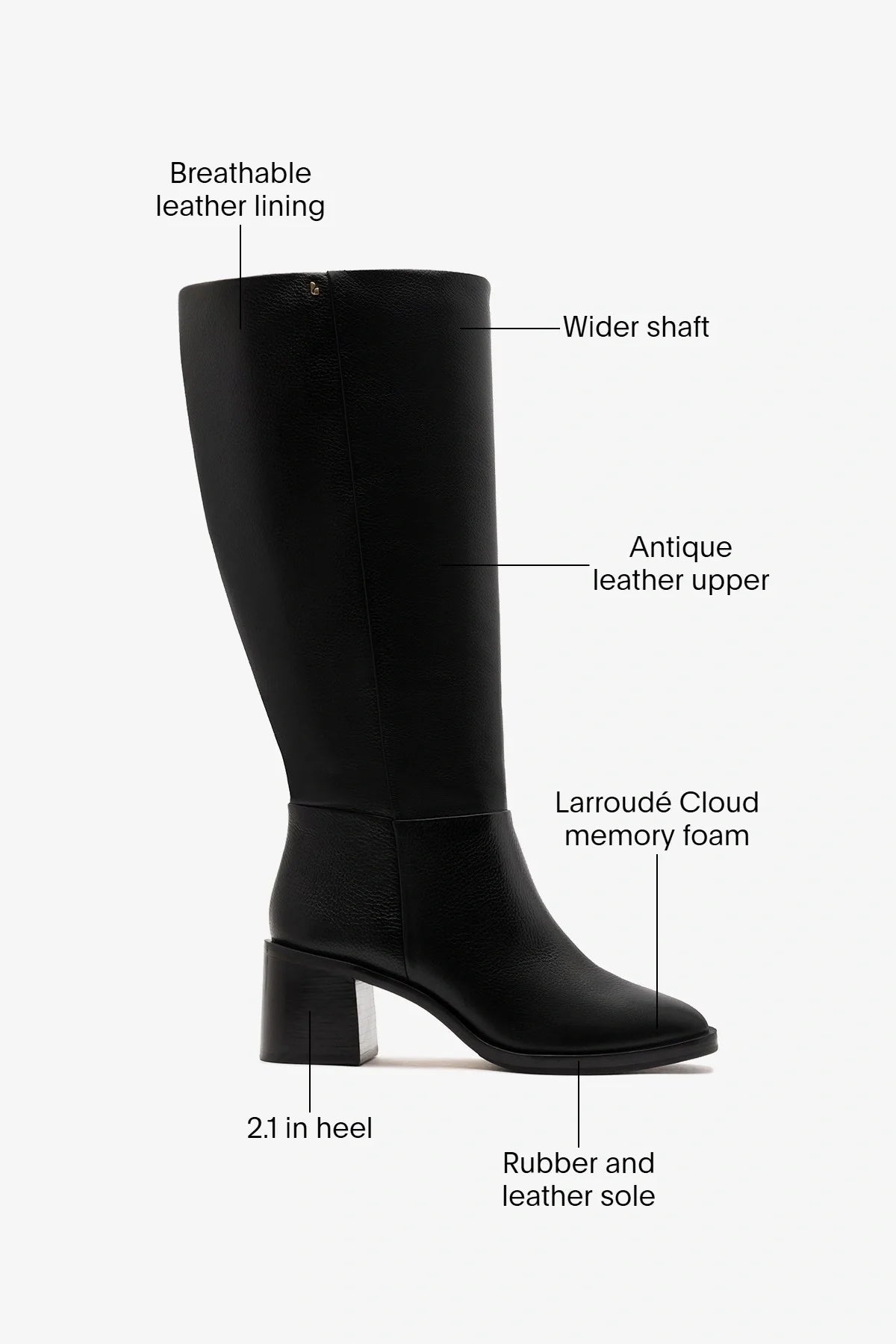 Ricky Wide Boot Black Leather - Larroude