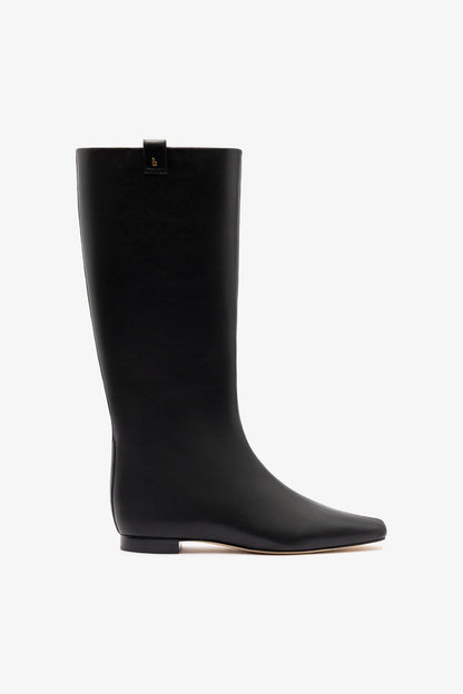 Alexis Flat Boot Black Leather - Larroude