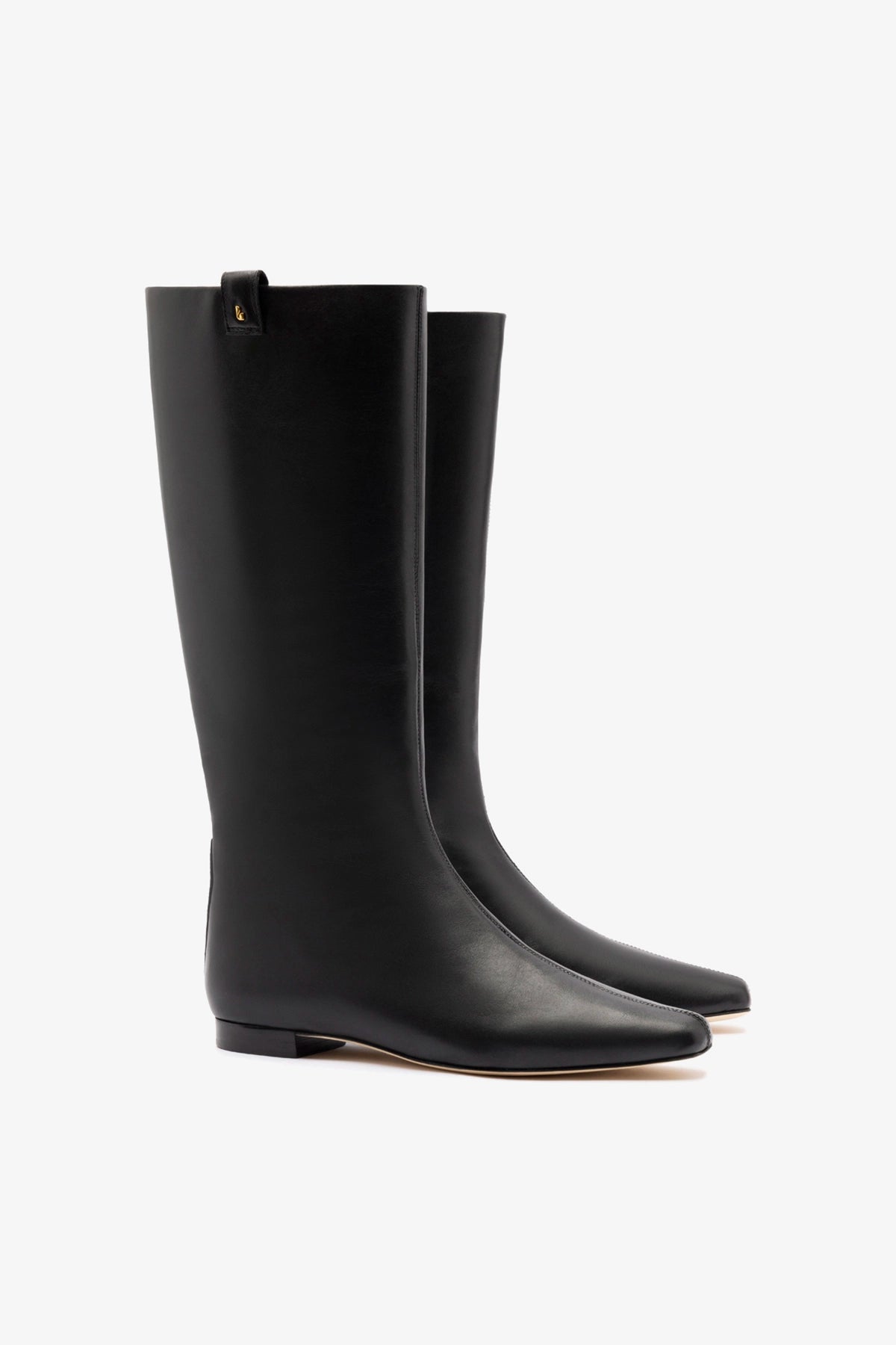 Alexis Flat Boot Black Leather - Larroude