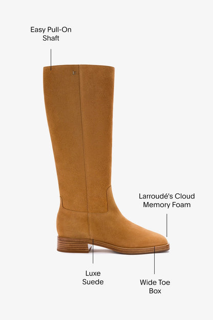 Anne Boot In Peanut Suede - Larroude