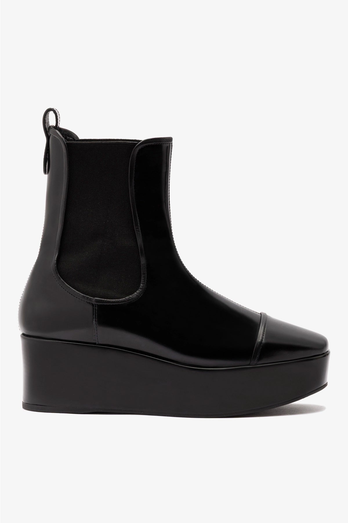 Dani Chelsea Flatform Boot In Black Box Leather - Larroude