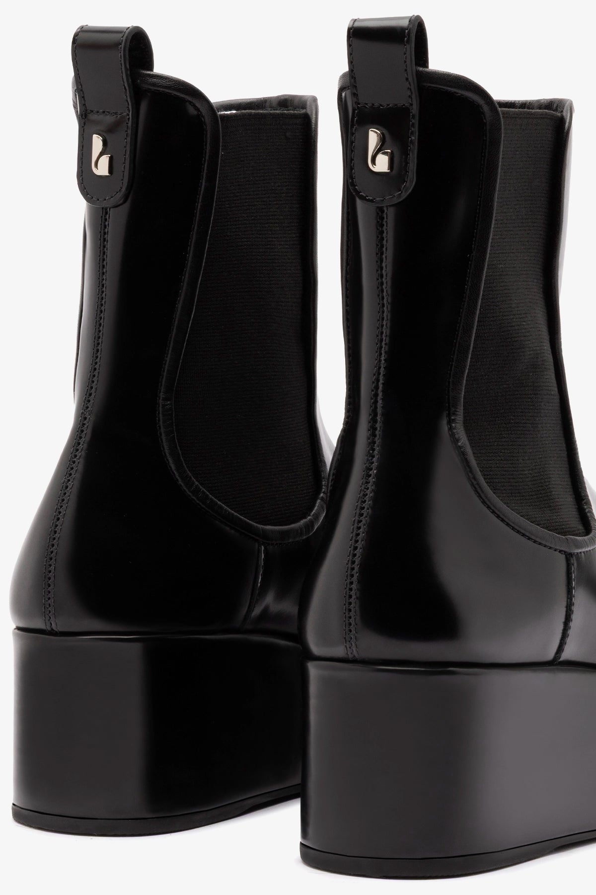 Dani Chelsea Flatform Boot In Black Box Leather - Larroude