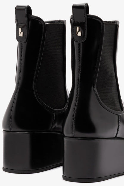 Dani Chelsea Flatform Boot In Black Box Leather - Larroude