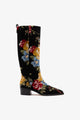 Floral Embroidery Black Fabric