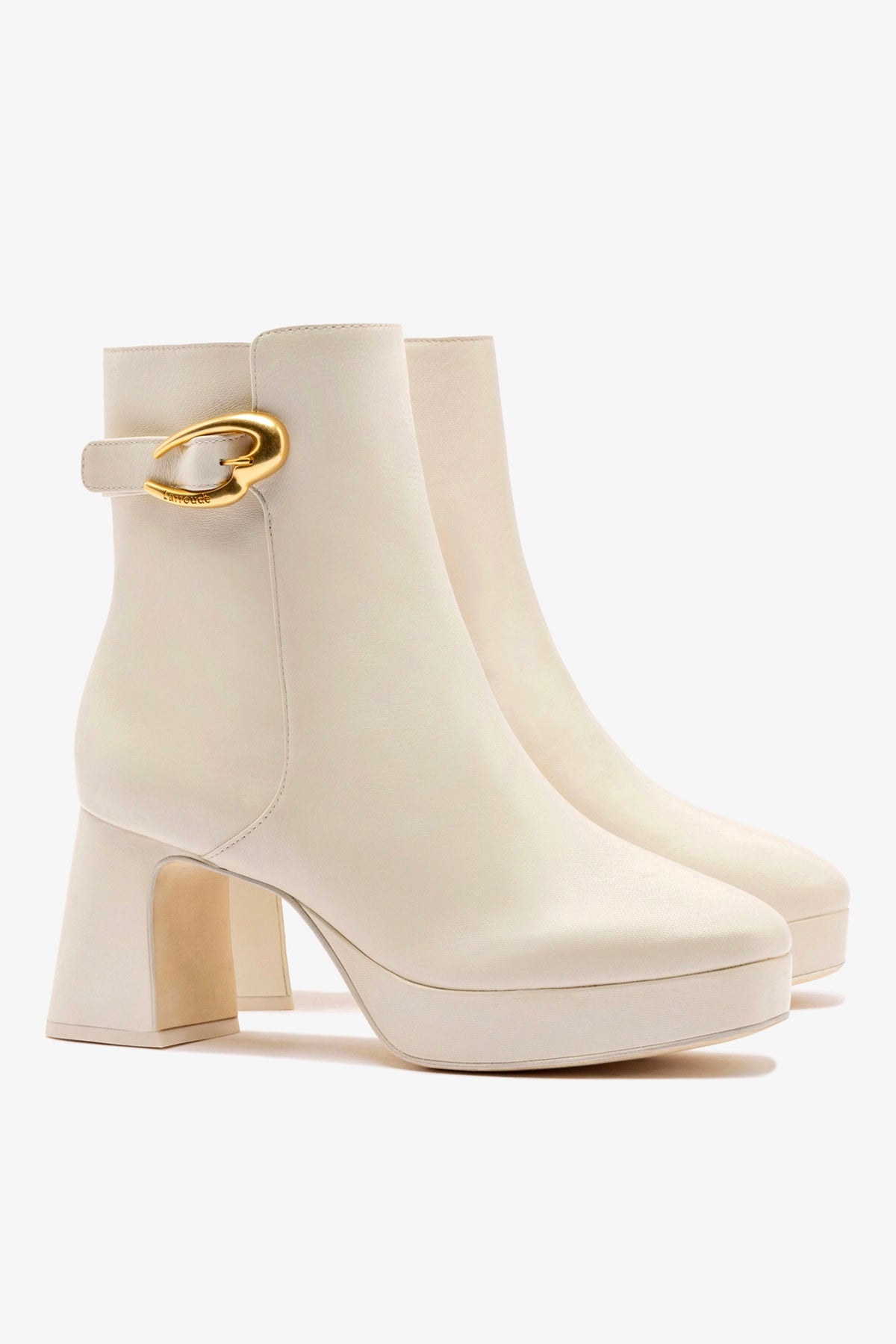 Dolly Verona Low Boot In Ivory Leather - Larroude