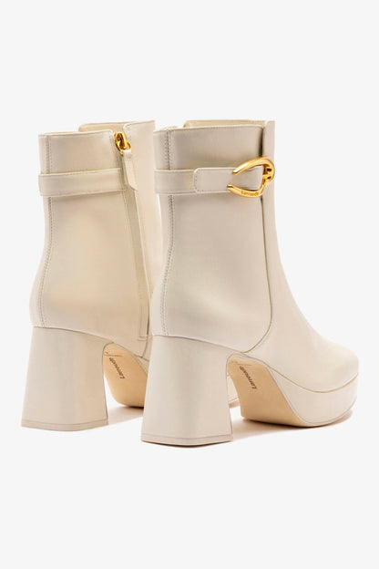Dolly Verona Low Boot In Ivory Leather - Larroude
