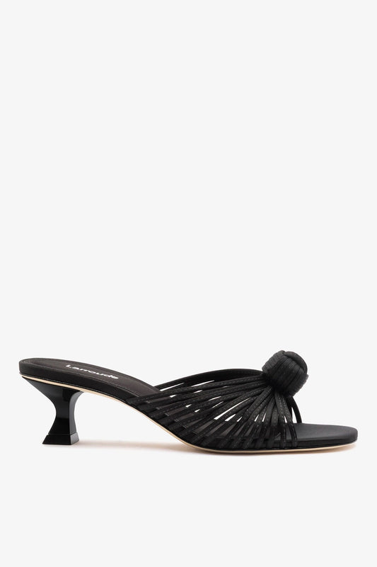 Valerie Mule Black Satin - Larroude
