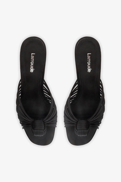Valerie Mule Black Satin - Larroude