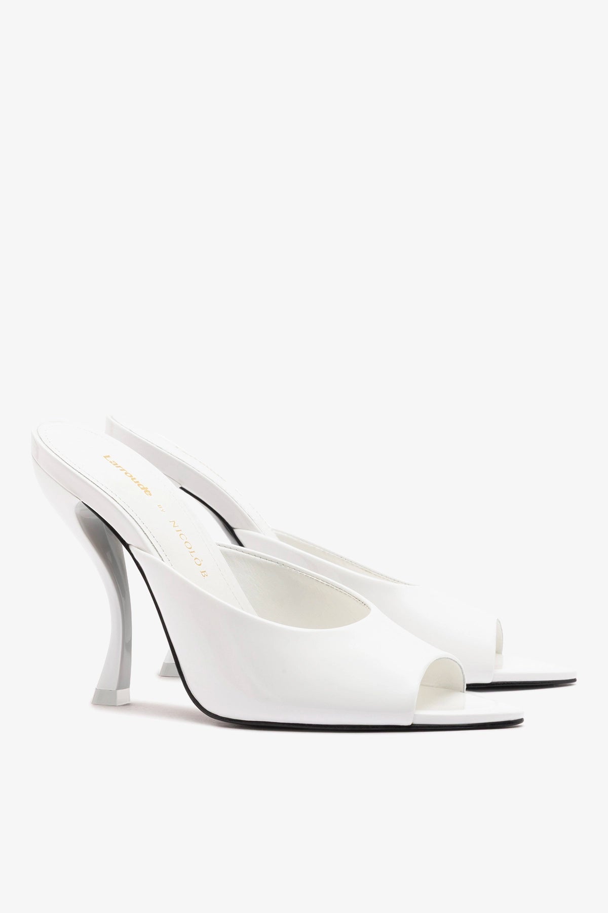 Larroudé x Nicolò B.: Malibu Mule White Patent Leather - Larroude