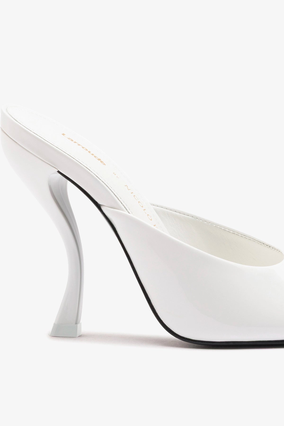 Larroudé x Nicolò B.: Malibu Mule White Patent Leather - Larroude