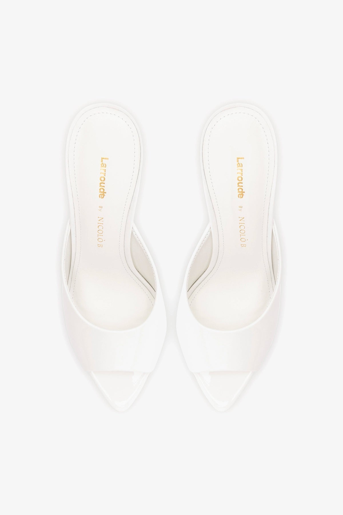 Larroudé x Nicolò B.: Malibu Mule White Patent Leather - Larroude
