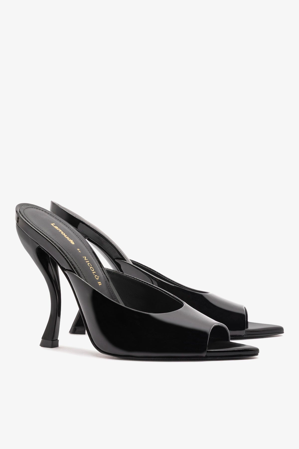 Larroudé x Nicolò B.: Malibu Mule Black Patent Leather - Larroude
