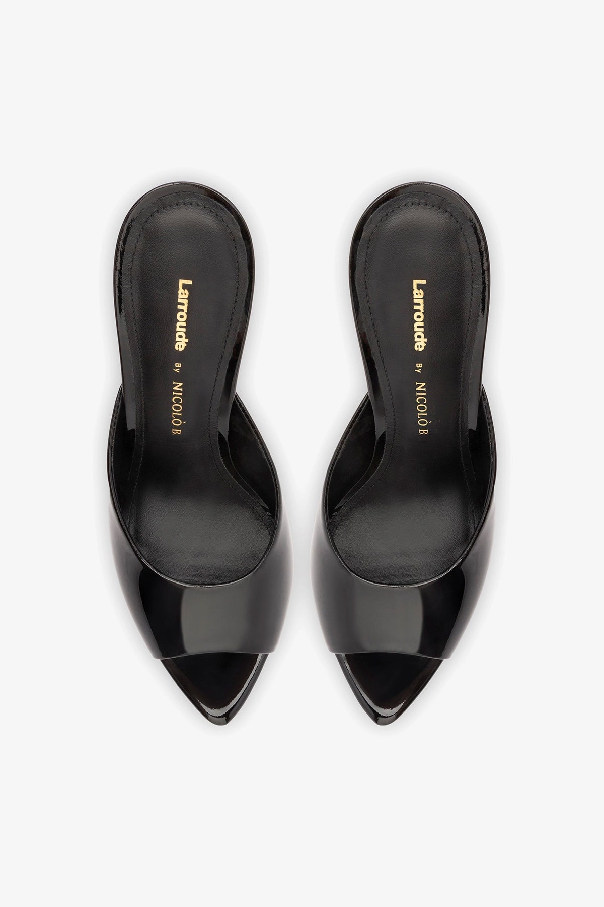 Larroudé x Nicolò B.: Malibu Mule Black Patent Leather - Larroude