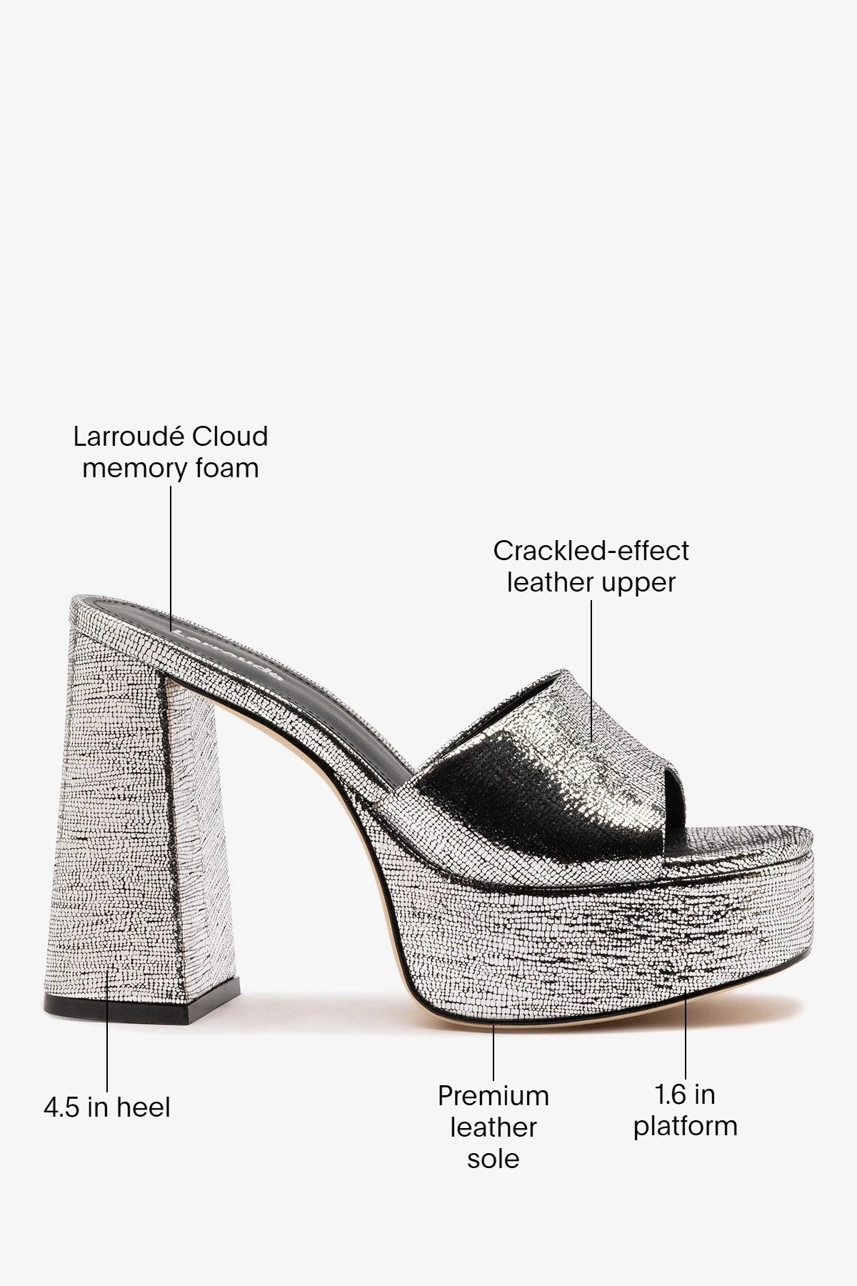 Dolly Platform Mule Silver Leather - Larroude