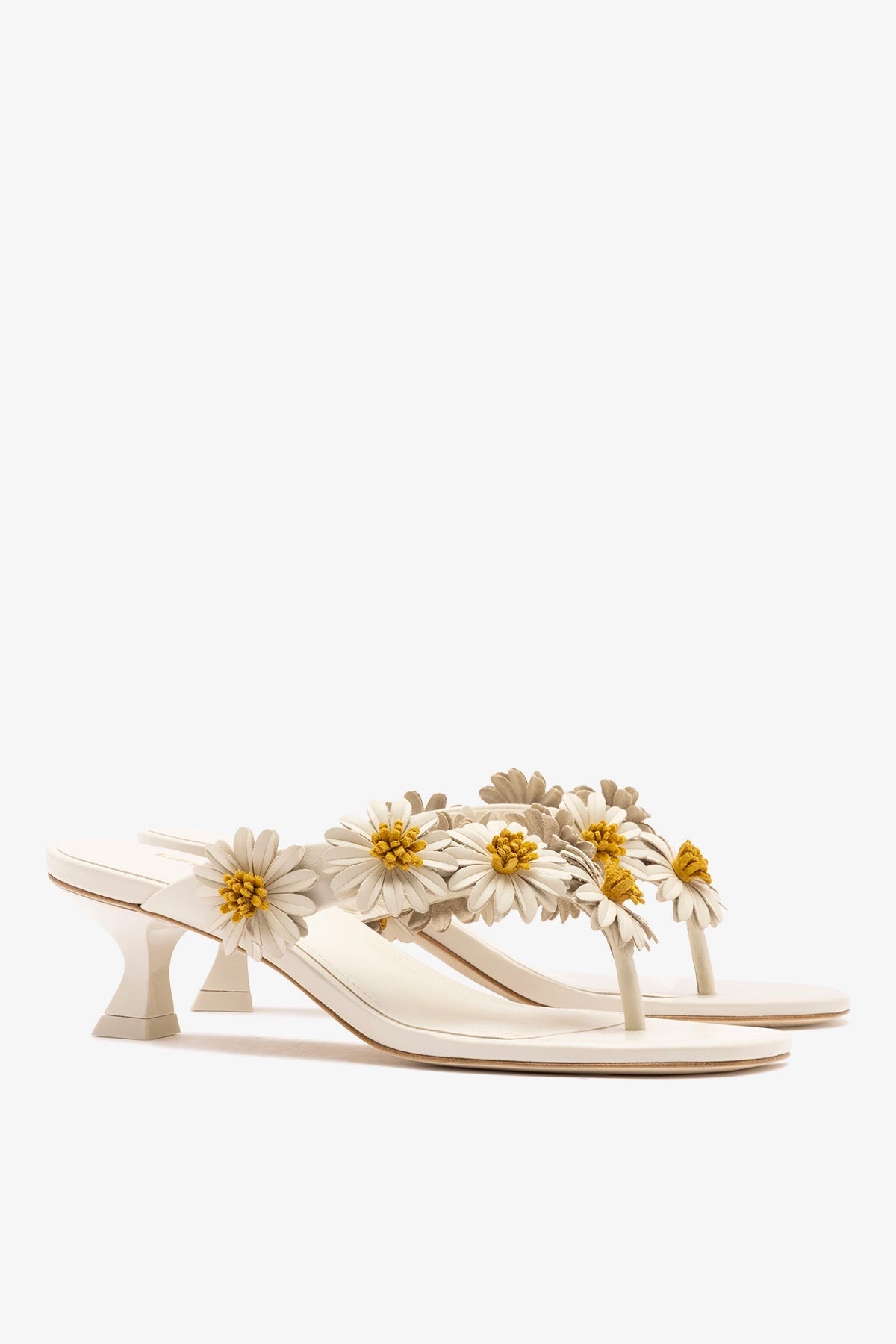 Fiore Thong Sandal Ivory Leather - Larroude