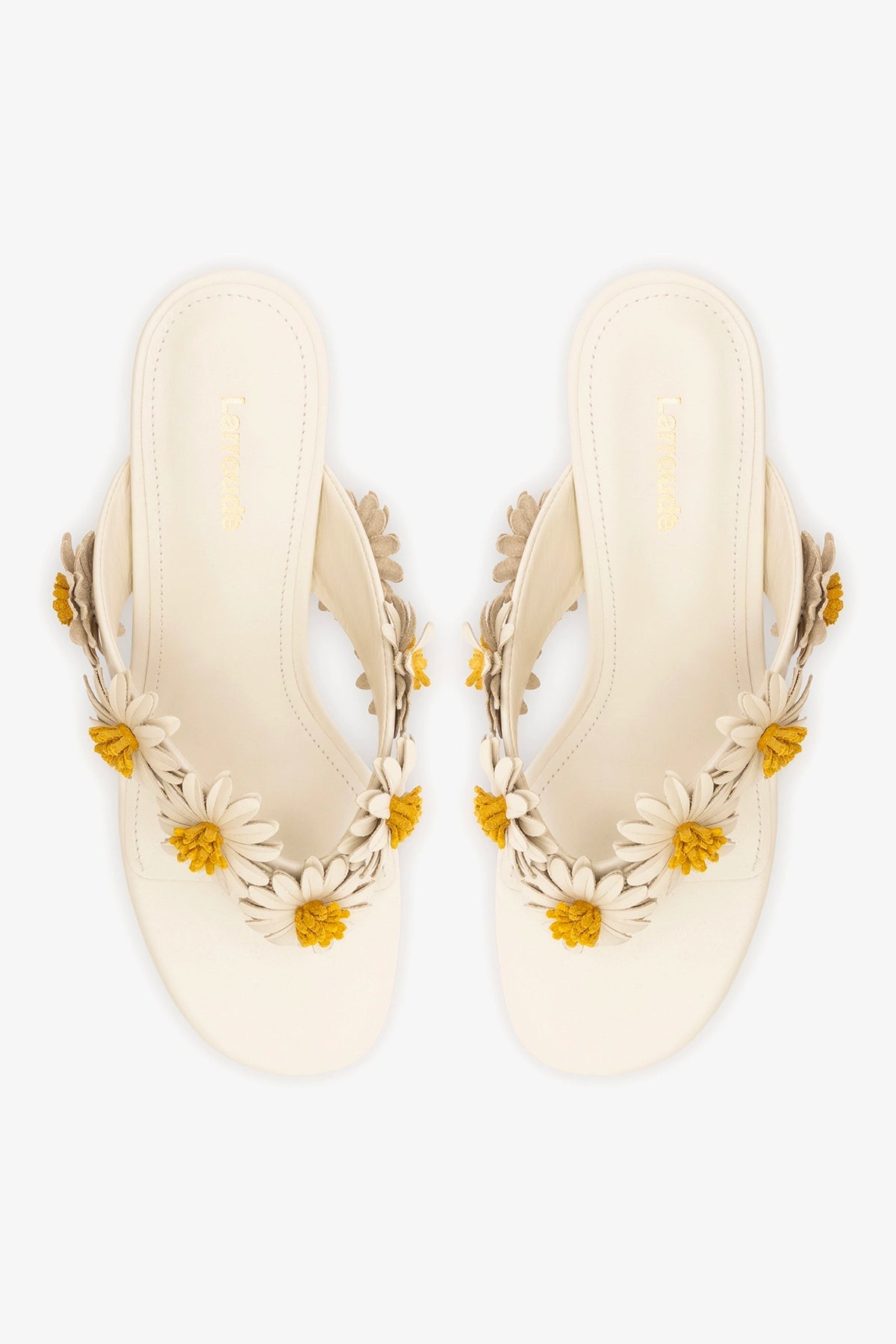 Fiore Thong Sandal Ivory Leather - Larroude