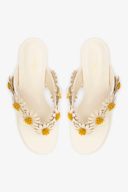 Fiore Thong Sandal Ivory Leather - Larroude