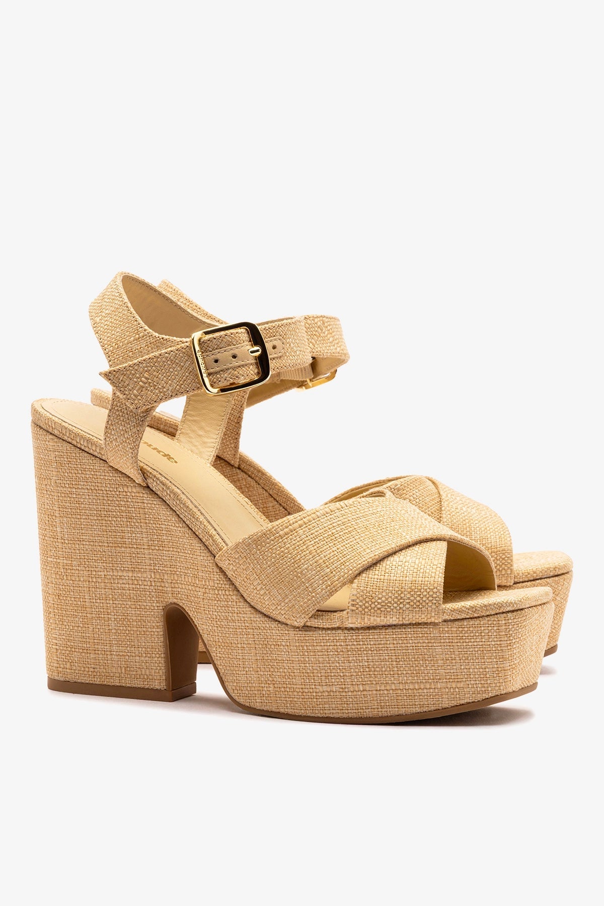 Cher Sandal In Beige Raffia - Larroude
